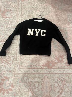 GB girls Black NYC Knit Sweater with White Lettering